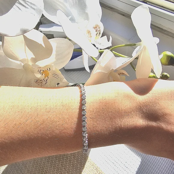 Natural Diamond Tennis Bracelet 3 CTW, 14K GOLD - Picture 5 of 8